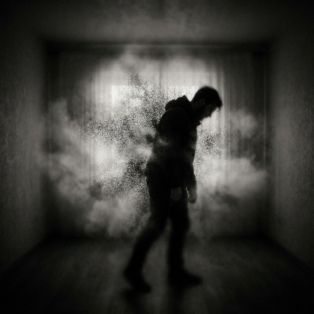 Homem exausto com brain fog