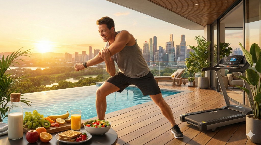 Homem com energia e vitalidade ao amanhecer